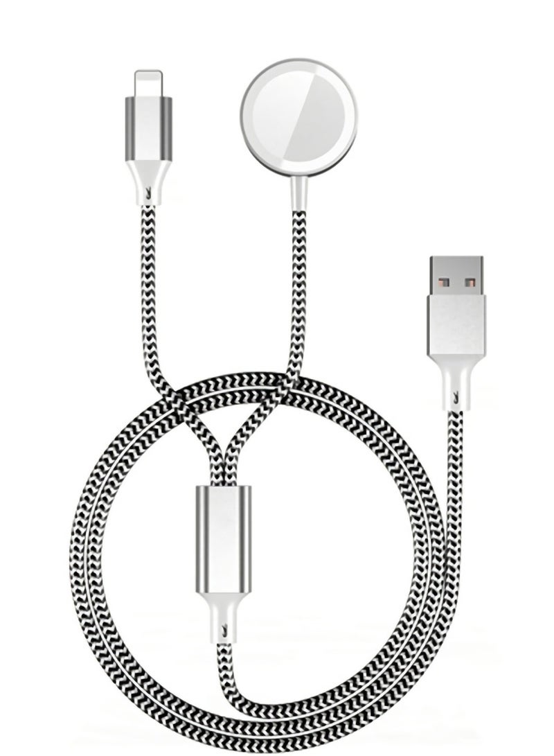 SYOSI Watch Charger Magnetic Charging Cord, 2 in 1 Portable Wireless Charger Cable Compatible with Watch Series 7 SE 6 5 4 3 2 Work for iPhone 13/12 Pro Max / 11 / XR/XS/X / 8 Plus - Image 1