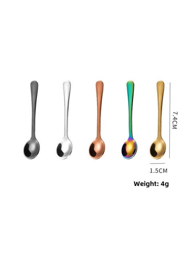 Special Small 304 Stainless Steel Seasoning Spoon Mini Ice Cream Spoon Ice Cream Spoon Dessert Small Round Spoon Coffee Spoon Wholesale-Colors:304 Mini Seasoning Spoons 5 Pieces 7.5cm  - Image 1