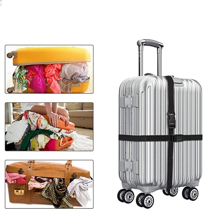 BASRI Luggage Straps for Suitcases, 5cm Wide x 2meter Long, Adjustable, Quick Release Buckle, Heavy Duty, Polypropylene Belt, ABS Push Buckle (3 PCS, Silver) - Image 5