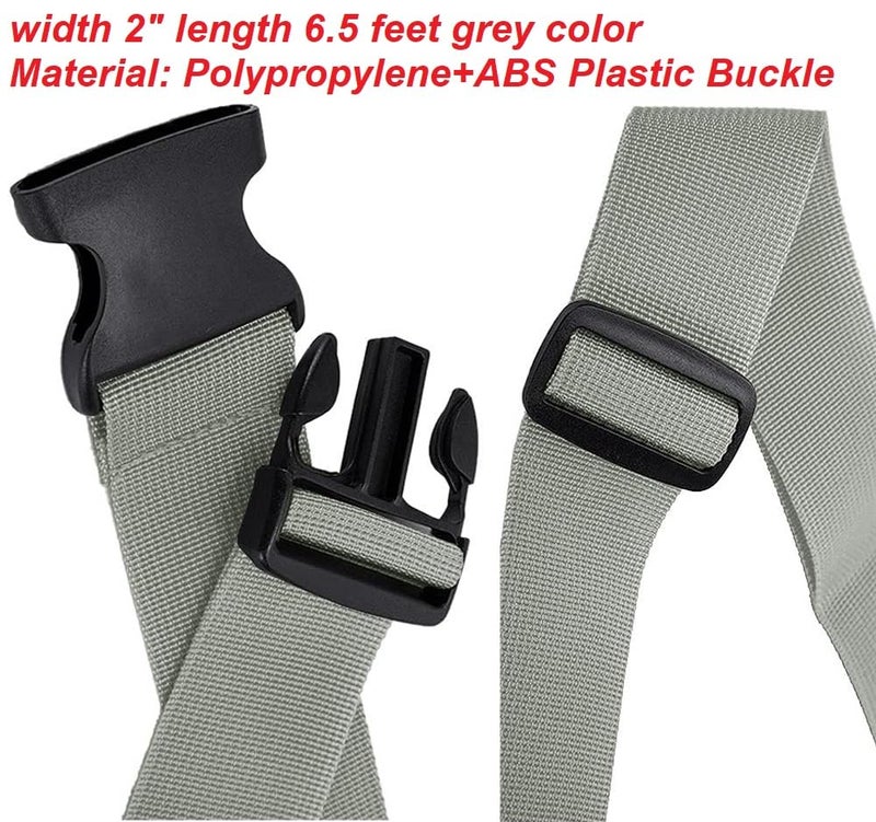 BASRI Luggage Straps for Suitcases, 5cm Wide x 2meter Long, Adjustable, Quick Release Buckle, Heavy Duty, Polypropylene Belt, ABS Push Buckle (3 PCS, Silver) - Image 2
