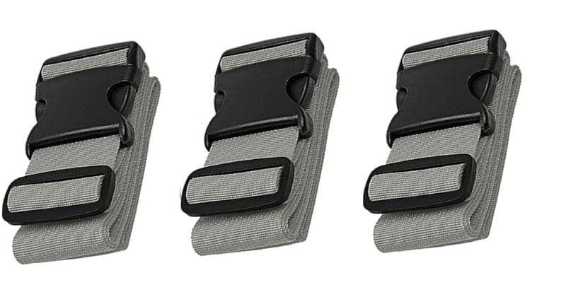 BASRI Luggage Straps for Suitcases, 5cm Wide x 2meter Long, Adjustable, Quick Release Buckle, Heavy Duty, Polypropylene Belt, ABS Push Buckle (3 PCS, Silver) - Image 1