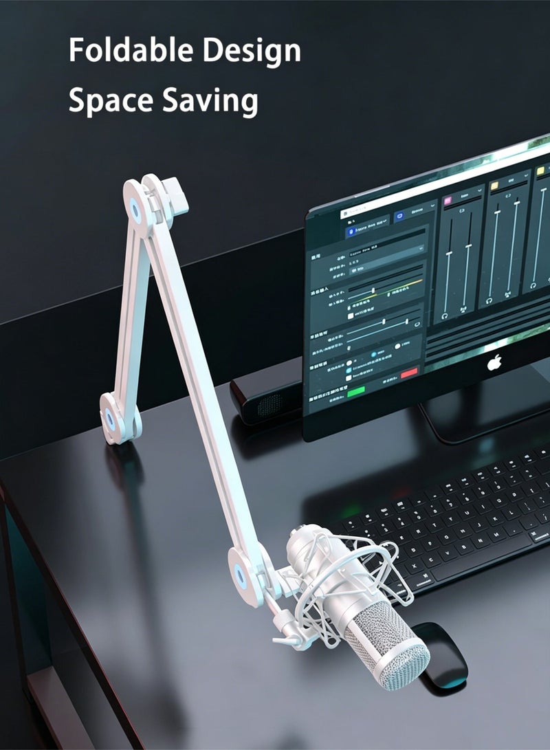 Bolivia's Microphone Arm Stand Mic Stand, Desktop Mic Clip Holder, 180° Adjustable Folding Portable Microphone Cantilever Stand compatible with Blue Yeti, Snowball, Yeti Nano and other microphones - Image 4