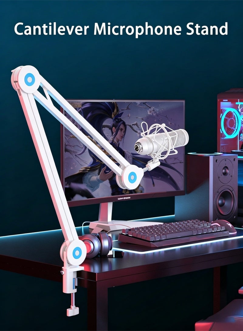 Bolivia's Microphone Arm Stand Mic Stand, Desktop Mic Clip Holder, 180° Adjustable Folding Portable Microphone Cantilever Stand compatible with Blue Yeti, Snowball, Yeti Nano and other microphones - Image 1