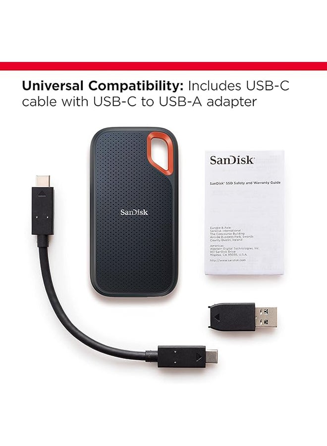 sandisk 8TB Extreme Portable SSD , USB 3.2 Gen 2 Type-C, Up to 1050MB/s Read & Write Speeds, 256-Bit AES Hardware Encryption, Carabiner Loop, IP65, Black/ Orange | SDSSDE61-8T00-G25 - Image 3
