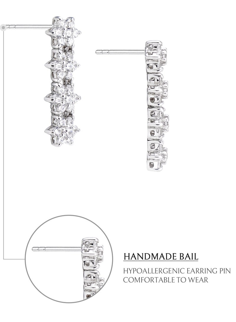 AWNL Ivory Starlight Women's Earrings with CZ Diamond and Sterling Silver, Middle East Exclusive Collection  - Image 4