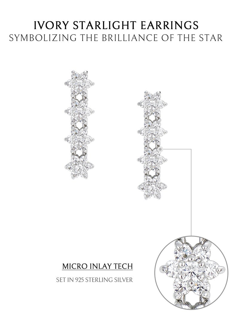 AWNL Ivory Starlight Women's Earrings with CZ Diamond and Sterling Silver, Middle East Exclusive Collection  - Image 3