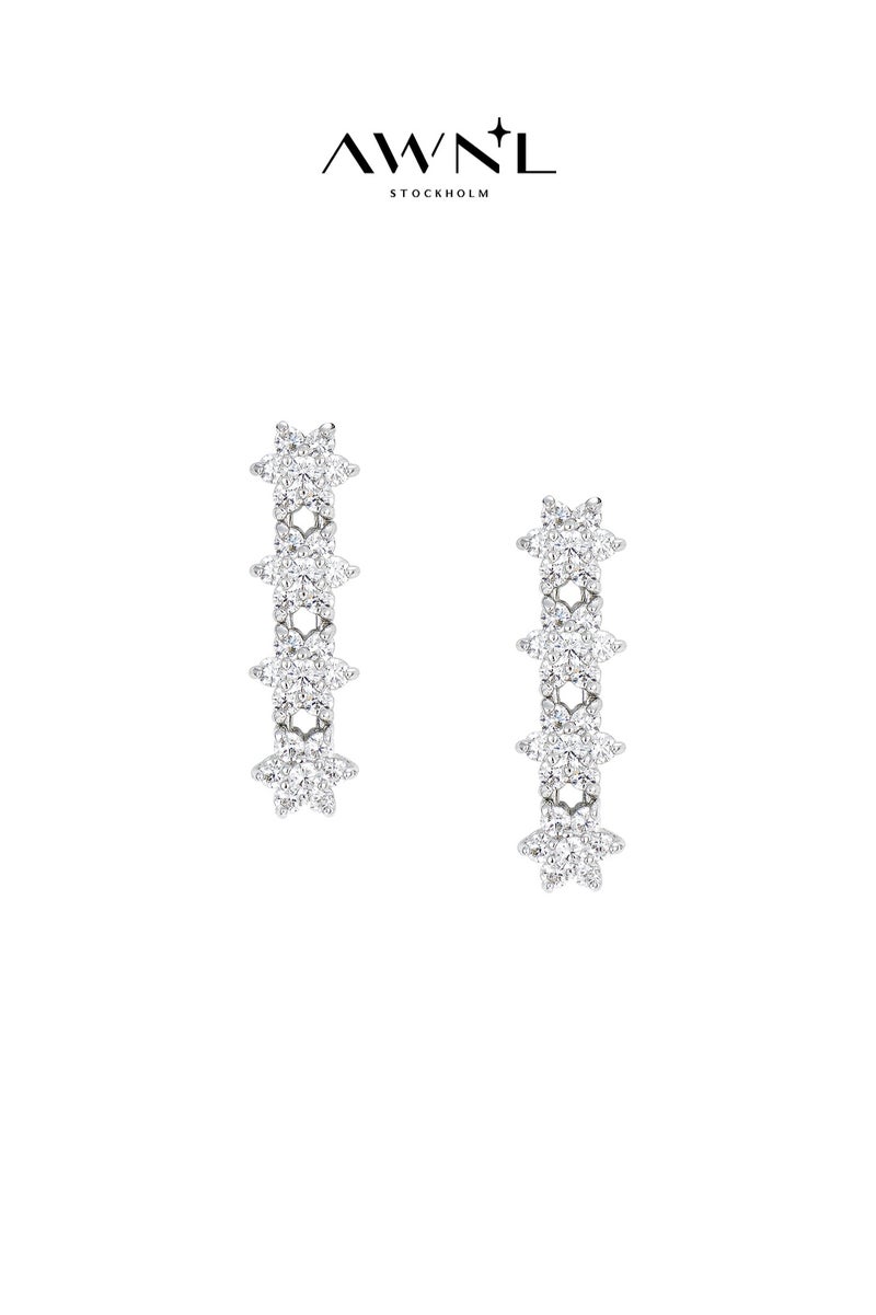 AWNL Ivory Starlight Women's Earrings with CZ Diamond and Sterling Silver, Middle East Exclusive Collection  - Image 1
