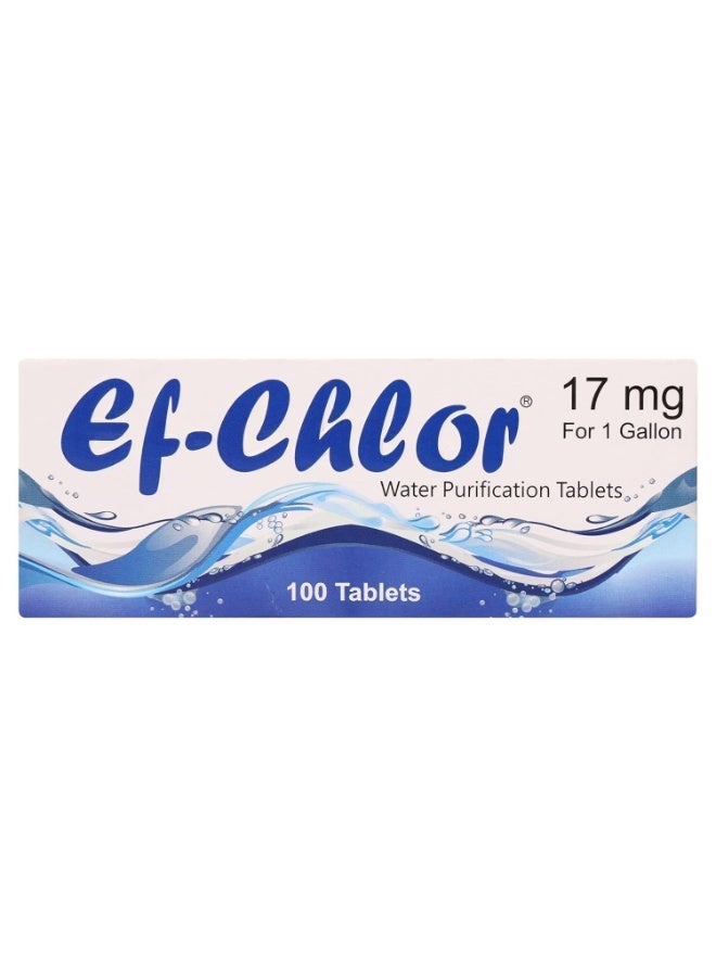اي اف أقراص تنقية المياه Ef-Chlor 17 ملغ - عبوة من 100 قرص، قرص واحد ينقي 3-4 لترات، معالجة آمنة وموثوقة، بدون لون أو طعم غير مرغوب فيه، تعقيم وتطهير وتنقية - Image 3