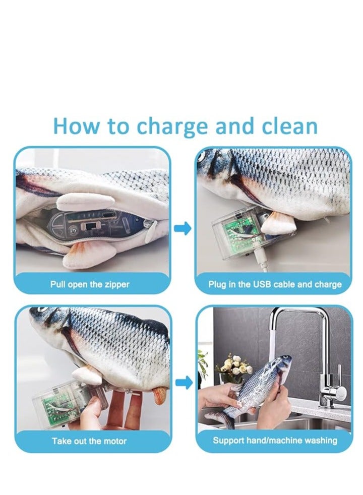 لعبة سمكة قطط متحركة بجهاز تحكم عن بعد - لعبة ركل النعناع البري الكهربائية الواقعية مقاس 11 بوصة للقطط المنزلية والقطط الصغيرة والكلاب الصغيرة - لعبة سمكة متحركة أوتوماتيكية قابلة لإعادة الشحن - Image 2