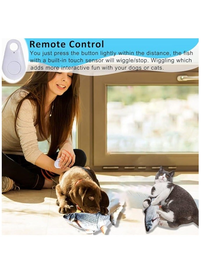 لعبة سمكة قطط متحركة بجهاز تحكم عن بعد - لعبة ركل النعناع البري الكهربائية الواقعية مقاس 11 بوصة للقطط المنزلية والقطط الصغيرة والكلاب الصغيرة - لعبة سمكة متحركة أوتوماتيكية قابلة لإعادة الشحن - Image 3