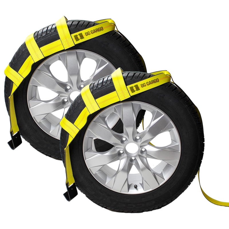 DC Cargo Tow Dolly Basket Straps with Flat Hooks 2Pack Car Wheel Straps for Auto Hauling