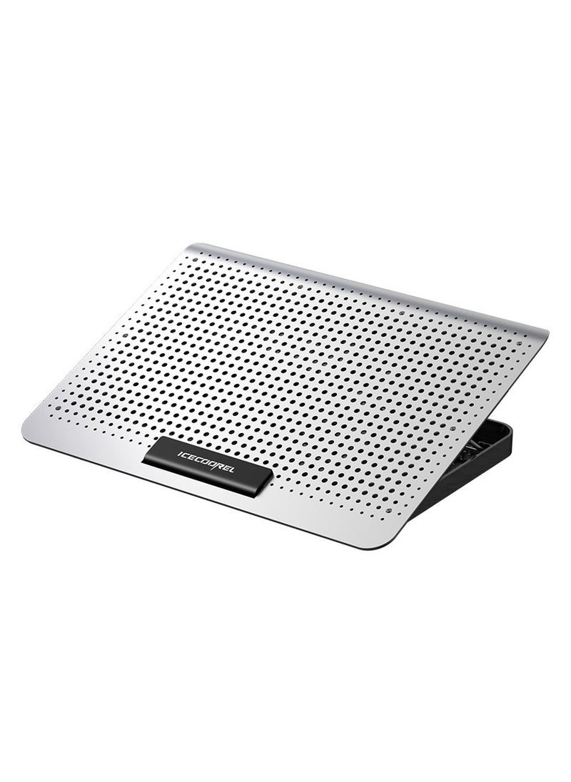 ICE COOREL ICE COOREL Aluminum Laptop Cooling Pad 2024 Upgrade, Ramadan Laptop Cooler Stand with 7 Height Adjustable, Laptop Fan Cooling Pad for Laptop 17 Inch, Notebook Cooler Pad with Two USB Port (Silver)  - Image 1