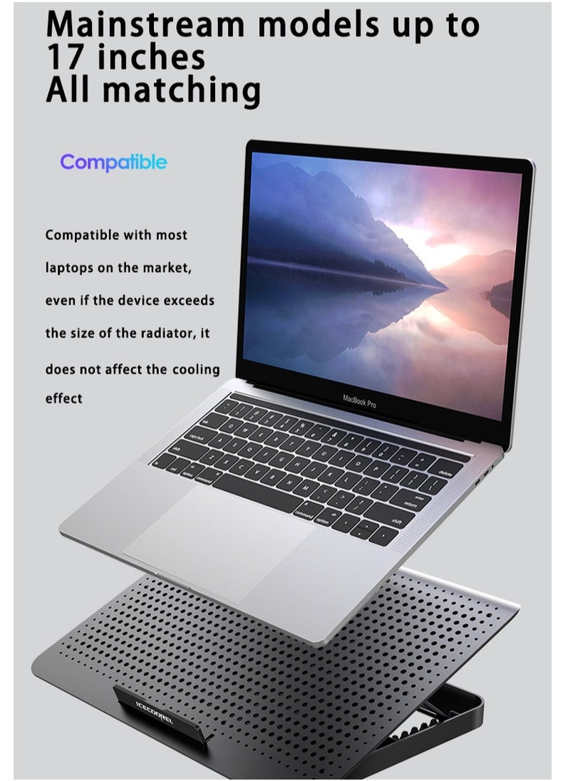 ICE COOREL ICE COOREL Aluminum Laptop Cooling Pad 2024 Upgrade, Ramadan Laptop Cooler Stand with 7 Height Adjustable, Laptop Fan Cooling Pad for Laptop 17 Inch, Notebook Cooler Pad with Two USB Port (Silver)  - Image 4