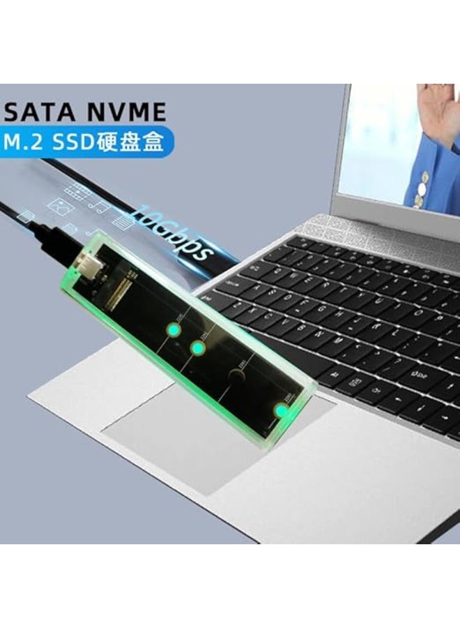علبة SSD شفافة مع إضاءة RGB – محول M.2 NVMe و SATA بمنفذ USB-C 3.2 Gen 2، سرعة 10Gbps NVMe / 5Gbps SATA، تدعم M-Key و B+M Key 2230/2242/2260/2280، مع كابل Type-C - Image 5