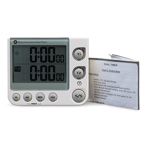 Bjerg Instruments Dual Digital Kitchen Count Up and Countdown Timer with Large Digit LCD Display - Image 2