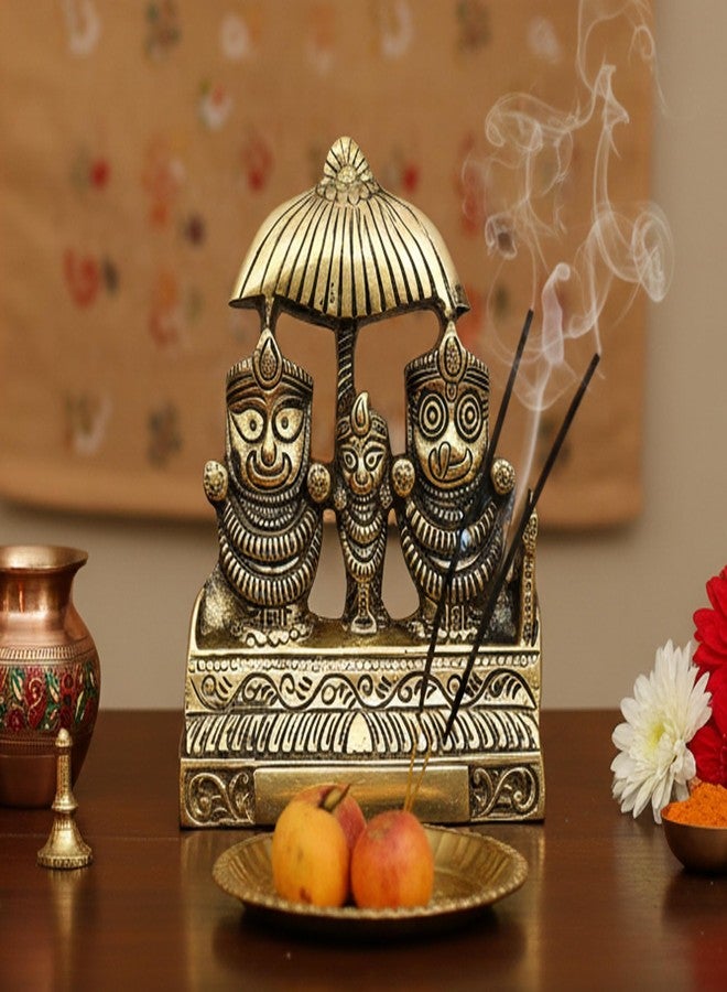 ESPLANADE Brass Puri Jagannath Balaram and Subhadra Maa Idol Murti Statue Sculpture - Golden - 5.25" Inches (5.25" Inch) - Image 1