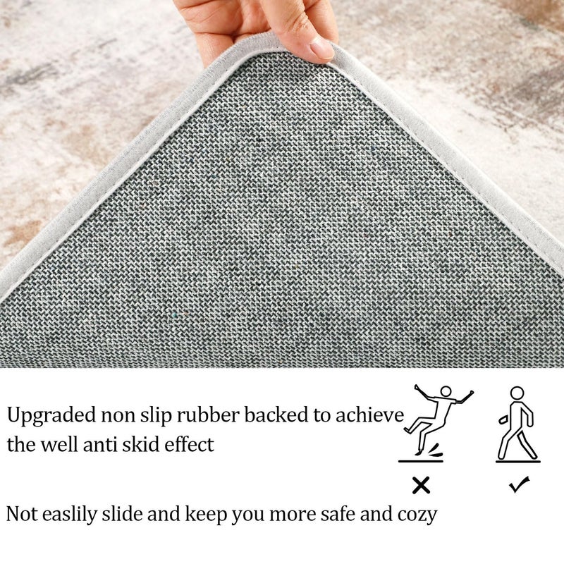 فاميباي FAMIBAY HALLWAY RUNNER RUP 8 FT RASHERNER RUDS مع دعم مطاطية حديثة عداء سجادة غير ناعمة ناعمة منخفضة السجاد الطويلة لدخول المطبخ المطبخ (البيج/الإبل) - Image 5