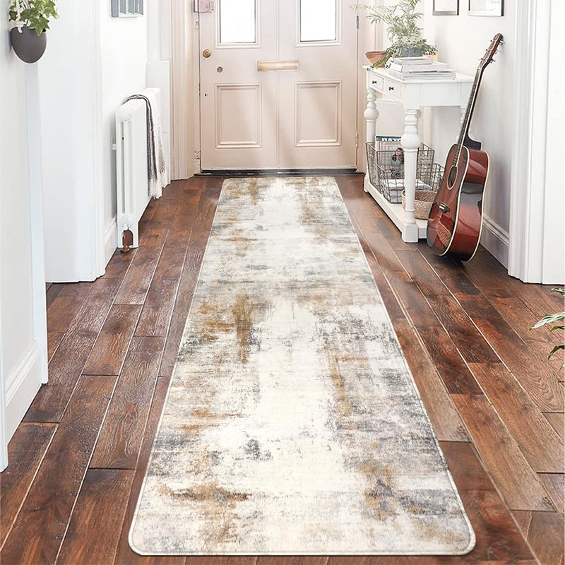 فاميباي FAMIBAY HALLWAY RUNNER RUP 8 FT RASHERNER RUDS مع دعم مطاطية حديثة عداء سجادة غير ناعمة ناعمة منخفضة السجاد الطويلة لدخول المطبخ المطبخ (البيج/الإبل) - Image 1