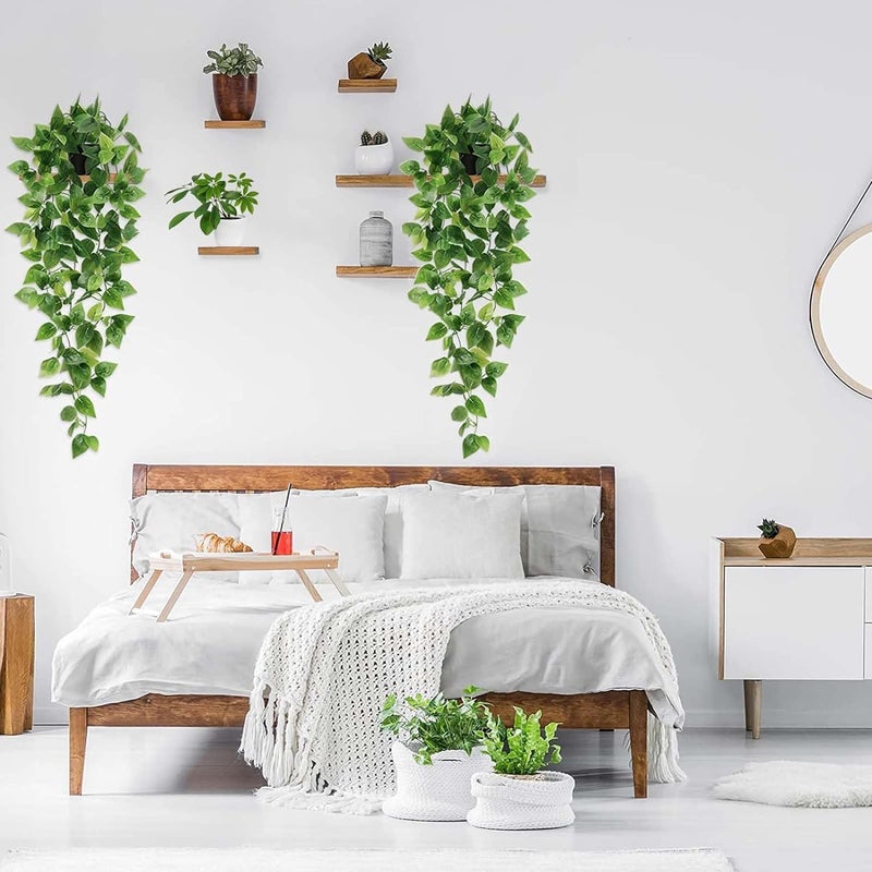 BLEUM CADE Fake Hanging Plants, 8pcs Artificial Hanging Plant, Faux Pothos Vines Hanging Plant Greenery for Wall Home Living Room Indoor Outdoor Decor (No Baskets) - Image 3