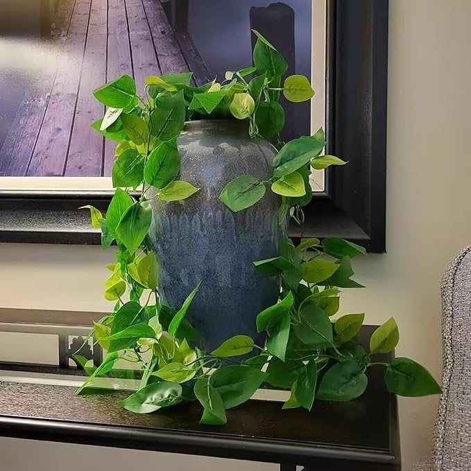 BLEUM CADE Fake Hanging Plants, 8pcs Artificial Hanging Plant, Faux Pothos Vines Hanging Plant Greenery for Wall Home Living Room Indoor Outdoor Decor (No Baskets) - Image 4