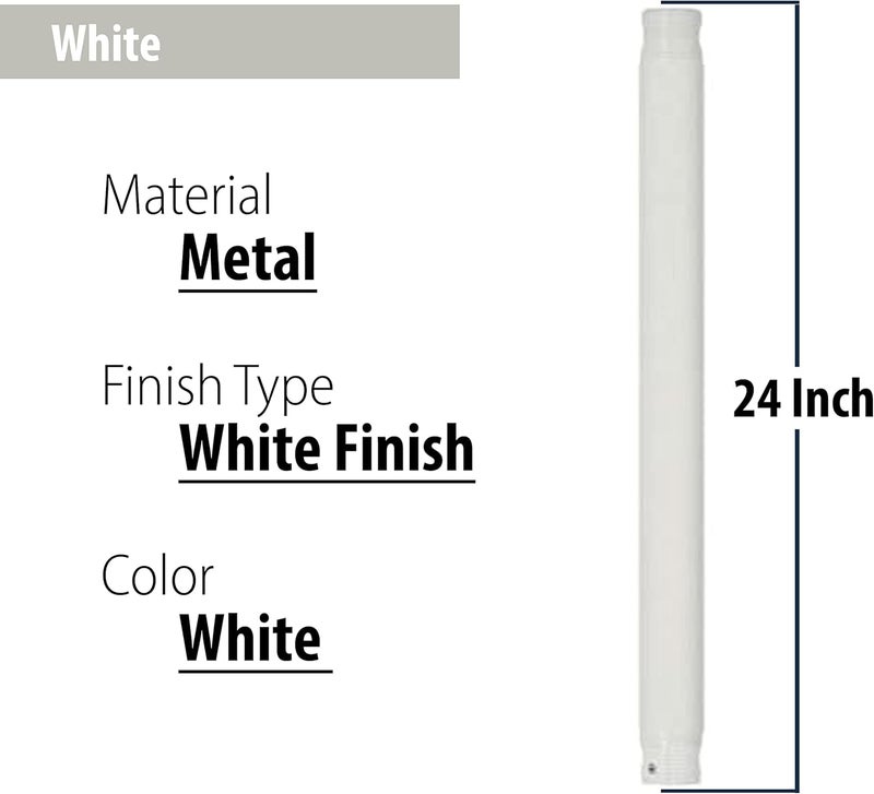 Ciata Ceiling Fan Extension Rod, Ceiling Fan Downrod, 24 Inch long Extension Downrod for Ceiling Fans, 3/4” Inside Diameter with Tapered threaded ends, White Finish - Image 5