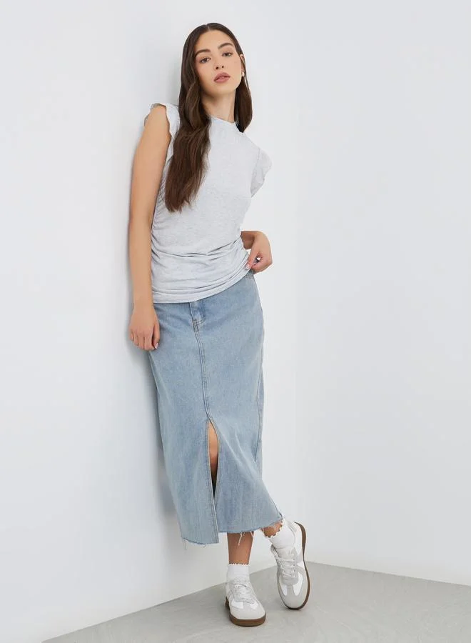 تايك تو Take Two Side Sleeveless Round Neck T-Shirt