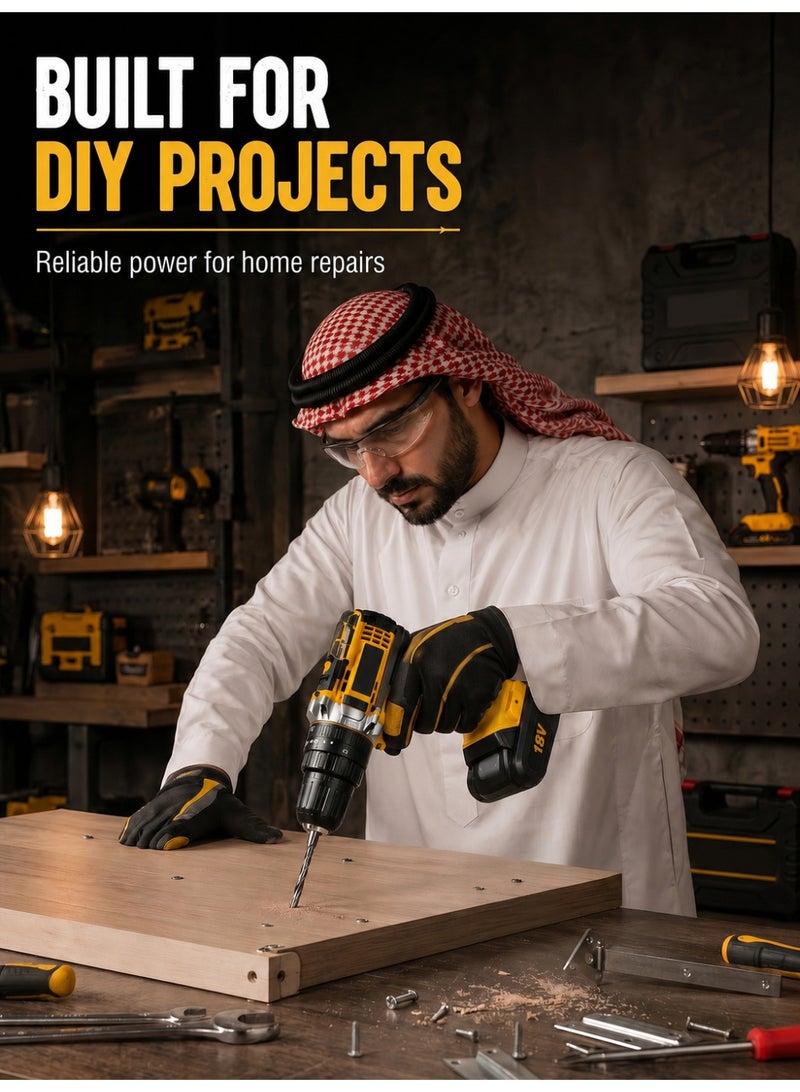 ألونغد 48V Cordless Drill Set Power Drill Kit with 2 Pcs Battery 25 Position 2 Variable Speed 3/8'' Keyless Chuck Fast Charger and 24 Pcs Accessories with Case - Image 4