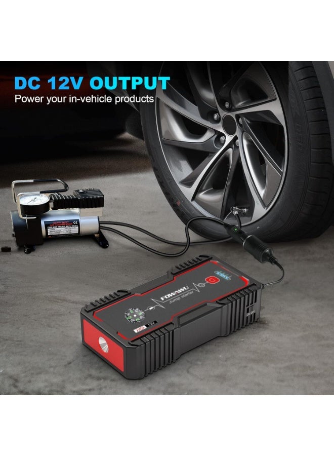 FOWAWU 22800mAh 2500A Car Jump Starter,Water-Resistant Jump Starter Battery Pack(8.0L Gas,6.5L Diesel),Battery Jumper Starter Portable with USB/DC 12V/LED Light - Image 3