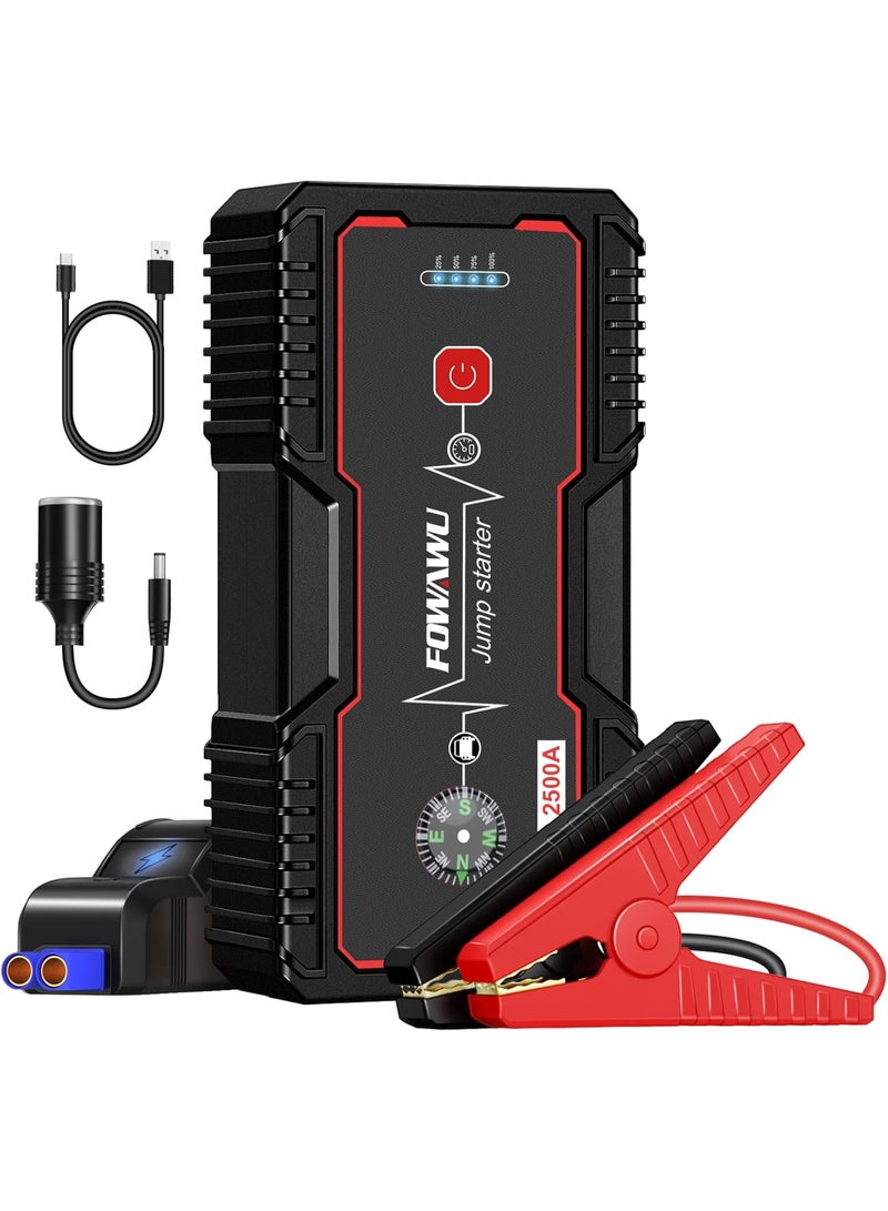 FOWAWU 22800mAh 2500A Car Jump Starter,Water-Resistant Jump Starter Battery Pack(8.0L Gas,6.5L Diesel),Battery Jumper Starter Portable with USB/DC 12V/LED Light - Image 1
