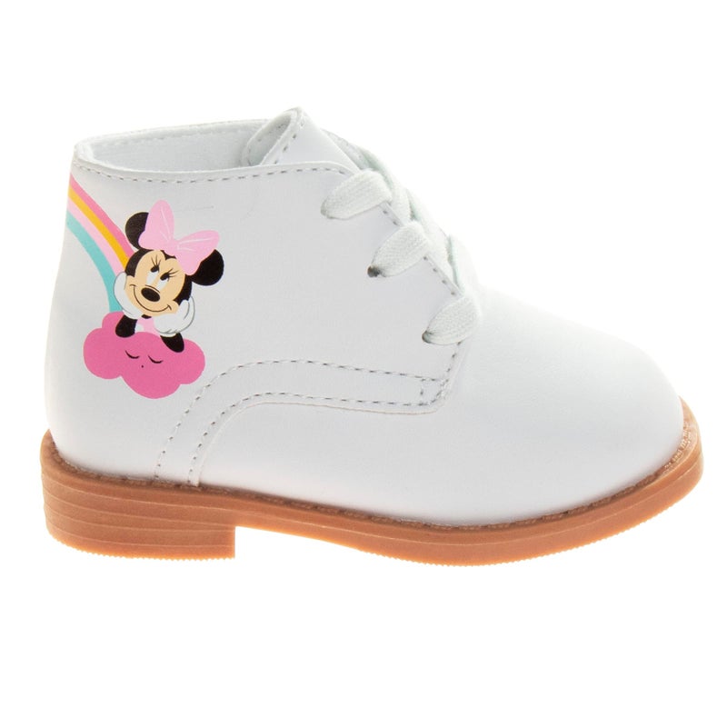 Josmo Minnie Mouse Walking Shoes Non-Slip High top Lightweight Synthetic - Baby Girls First Step Walker Dress Boots - White/Pink (Size 5 Toddler) - Image 3