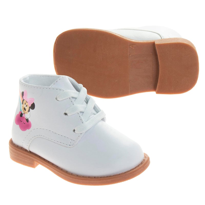 Josmo Minnie Mouse Walking Shoes Non-Slip High top Lightweight Synthetic - Baby Girls First Step Walker Dress Boots - White/Pink (Size 5 Toddler) - Image 2