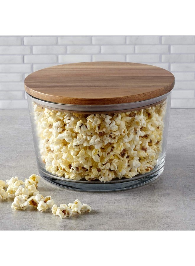 Anchor Hocking وعاء تريفل زجاجي من أنكر هوكينغ مع غطاء، وعاء سلطة زجاجي سعة 104 أونصة مع غطاء من خشب الأكاسيا - Image 3