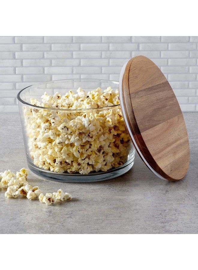 Anchor Hocking وعاء تريفل زجاجي من أنكر هوكينغ مع غطاء، وعاء سلطة زجاجي سعة 104 أونصة مع غطاء من خشب الأكاسيا - Image 2