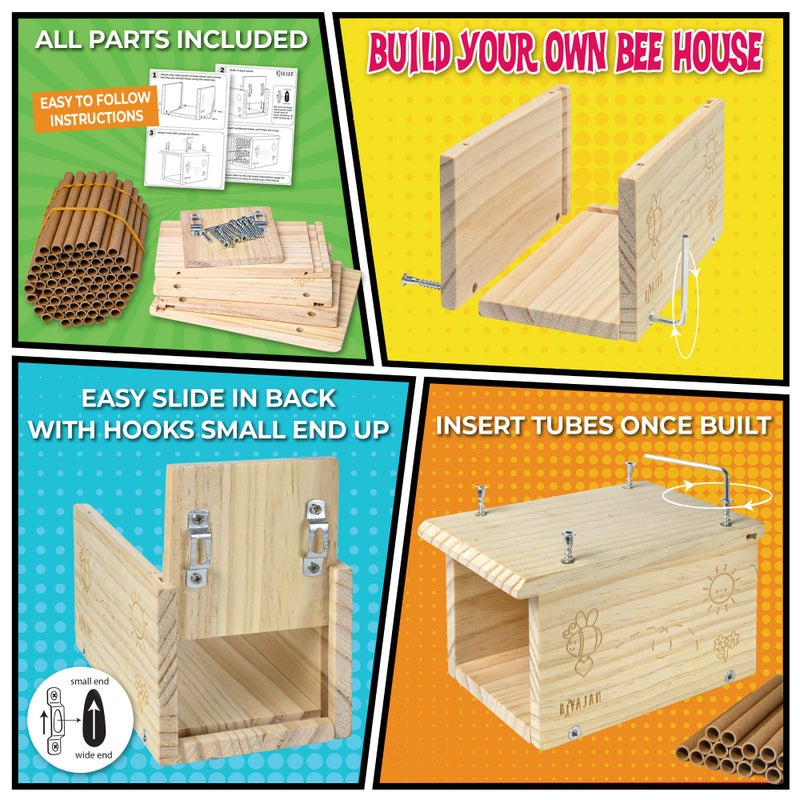 Rivajam Build a Bee House DIY Woodworking Project  Solitary Mason Bee House Nesting Box Wood Building Kit  Tools  Garden Arts  Crafts Activities for Toddler Boys  Girls Kids Teens Adults  Family - Image 3