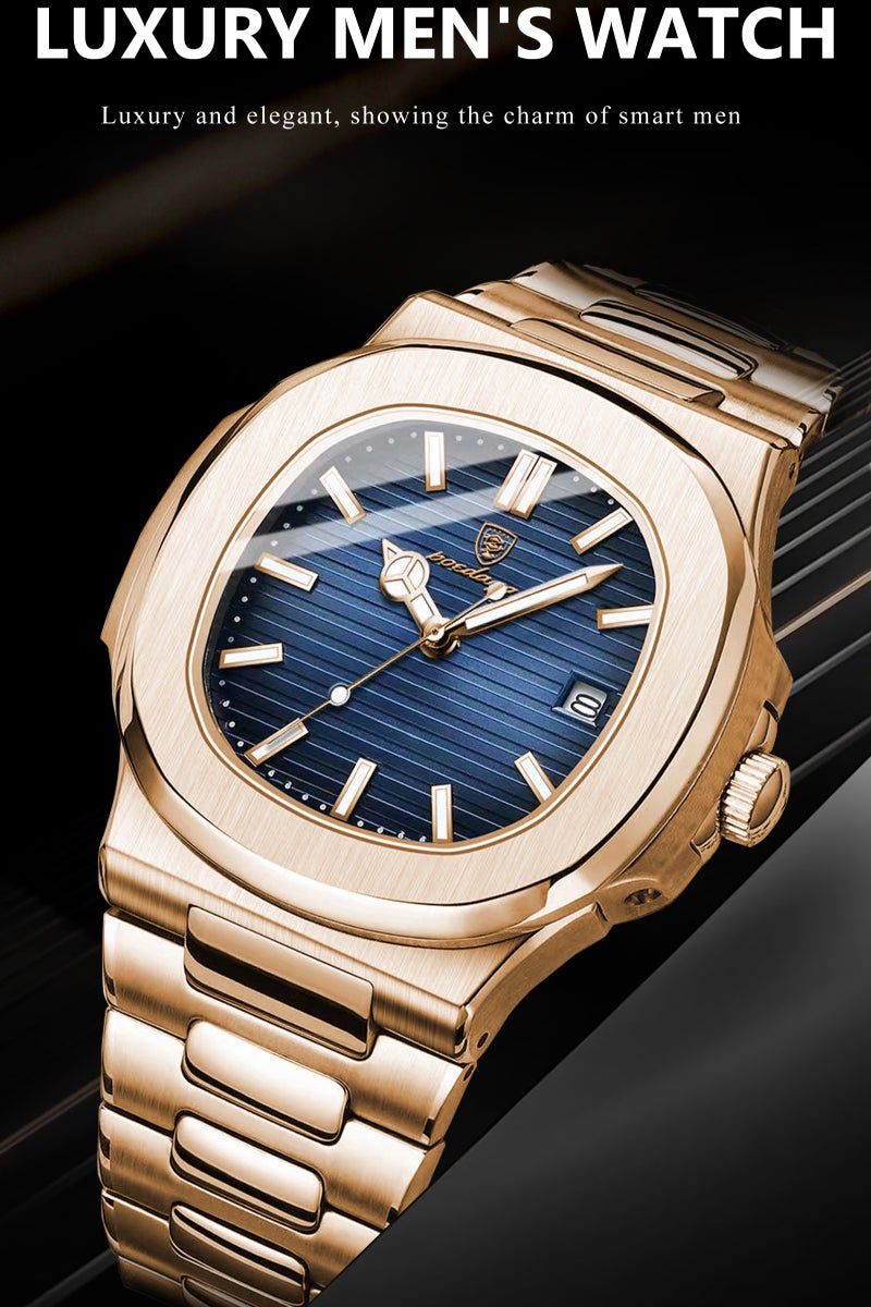 POEDAGAR Luxury Octagon Men's Watch: 316 Rose Gold Steel, Ultra-Thin, Luminous, Waterproof & Original Quartz - Image 5