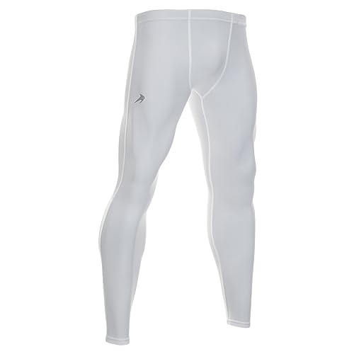 CompressionZ Men's Compression Pants for Workout, Sports|Base Layer Running Tights Leggings (White, Large) - Image 1