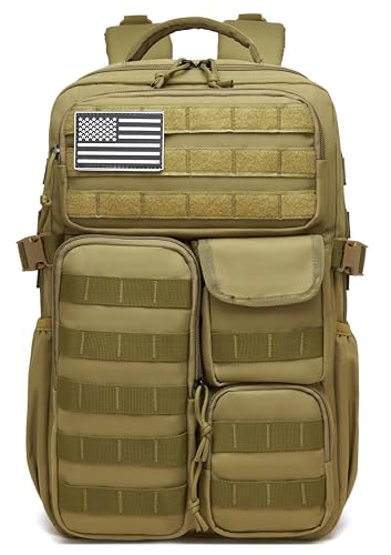 Wotony Tactical Backpack Military waterproof backpack with multiple pockets and tactical gear for the outdoors khaki 30L - Image 3
