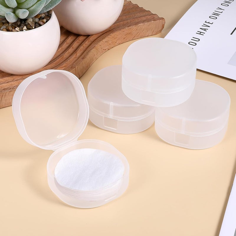 KASTWAVE Portable Plastic Cosmetic Cotton Pad Holder - Sealed Travel Storage Container for Makeup Remover Balls, Pads, Beads - 4 Pack, Whitish Transparent, Multipurpose Organizer for Bathroom and Travel - Image 4