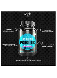 noble nature Probiotic 60 Billion CFU, 10 Beneficial Strains, and Organic Prebiotics - Supports Digestion and Immunity for Women and Men - 60 Delayed Release Veg Capsules  - Image 4