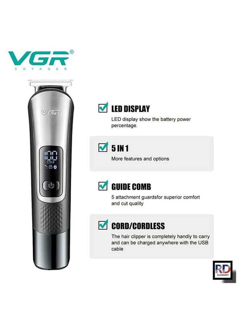في جي آر V-111 - 5 في 1 - ماكينة حلاقة كهربائية احترافية. قابلة لإعادة الشحن للرجال - Image 4