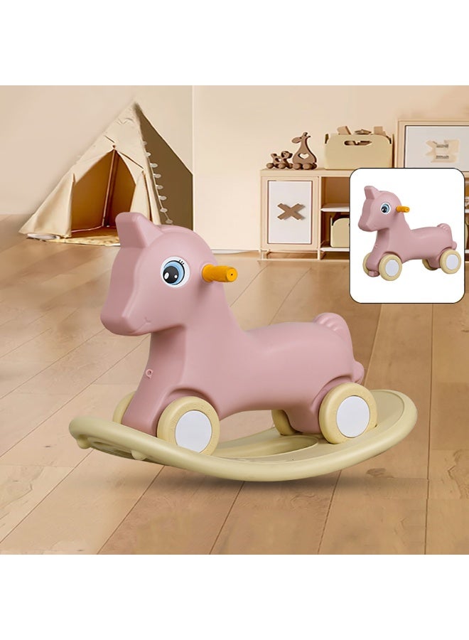 Kids Rocking Horse Ride On Toy 2 in 1 Baby Rocking Horse and Balance Bike with Detachable Balance Board and Silence Wheels for Toddler 1-7 Years, K-616 (Pink) 