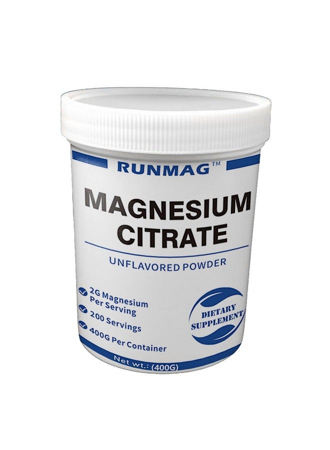 RUNMAG Food Grade Magnesium Citrate Powder, Vegan unflavored Magnesium Citrate Organic Powder 400 Grams - Image 1
