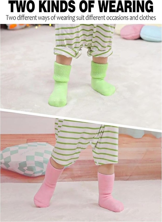 Yanwenx Baby Boys Girls Grips Socks Infant Toddlers Kids Non Slip Warm Thick Cotton Ankle Crew Socks with Grippers Pack Of 4_1-2 Years - Image 3