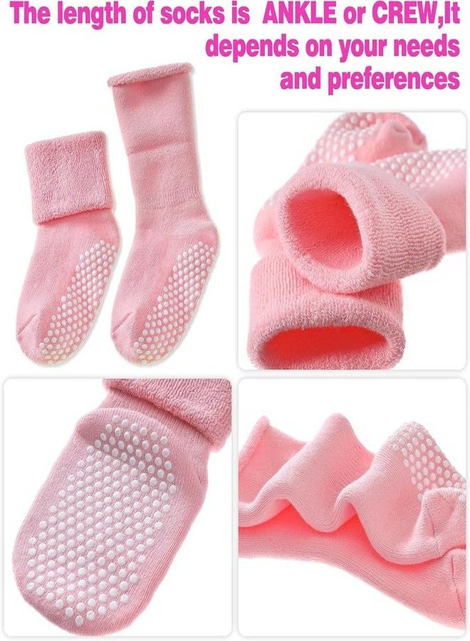 Yanwenx Baby Boys Girls Grips Socks Infant Toddlers Kids Non Slip Warm Thick Cotton Ankle Crew Socks with Grippers Pack Of 4_1-2 Years - Image 4
