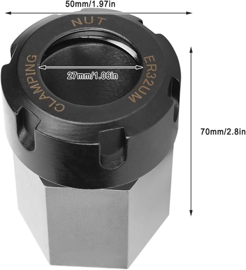 ER - 32 Hex Collet Block, ER - 32 Collet Holder for CNC Lathe, Square Shank Chuck with Through Hole for Long Part Machining, Hardened Tool Steel Collet Block for - Image 3