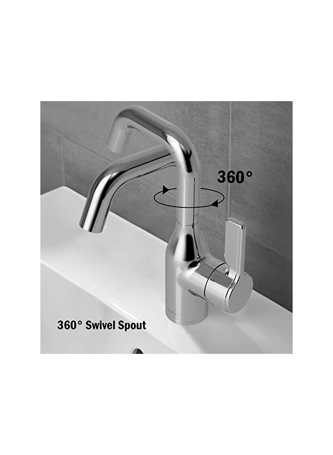 The Bros Bathroom Faucet, Single-Lever Basin Mixer Deck Mounted Lavatory Tap Basin Mixer Brass Bathroom Sink Fixtures, Chrome - Image 3