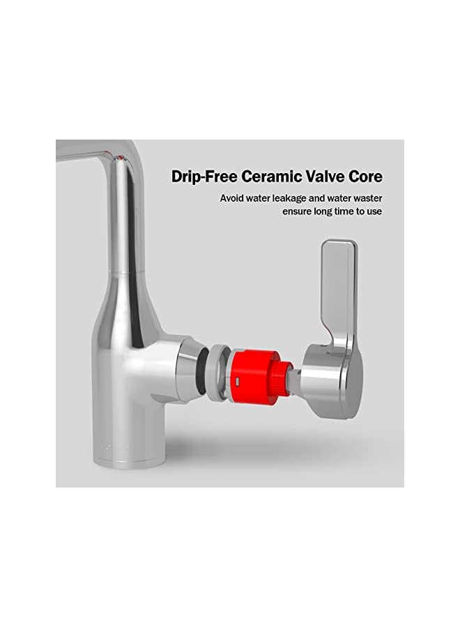 The Bros Bathroom Faucet, Single-Lever Basin Mixer Deck Mounted Lavatory Tap Basin Mixer Brass Bathroom Sink Fixtures, Chrome - Image 4