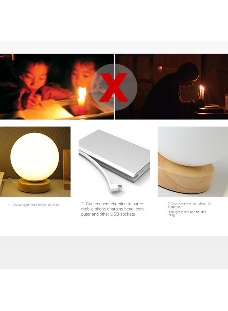 7-color remote control solid wood decorative USB desk lamp bedroom bedside study LED soft light creative night light - Image 3