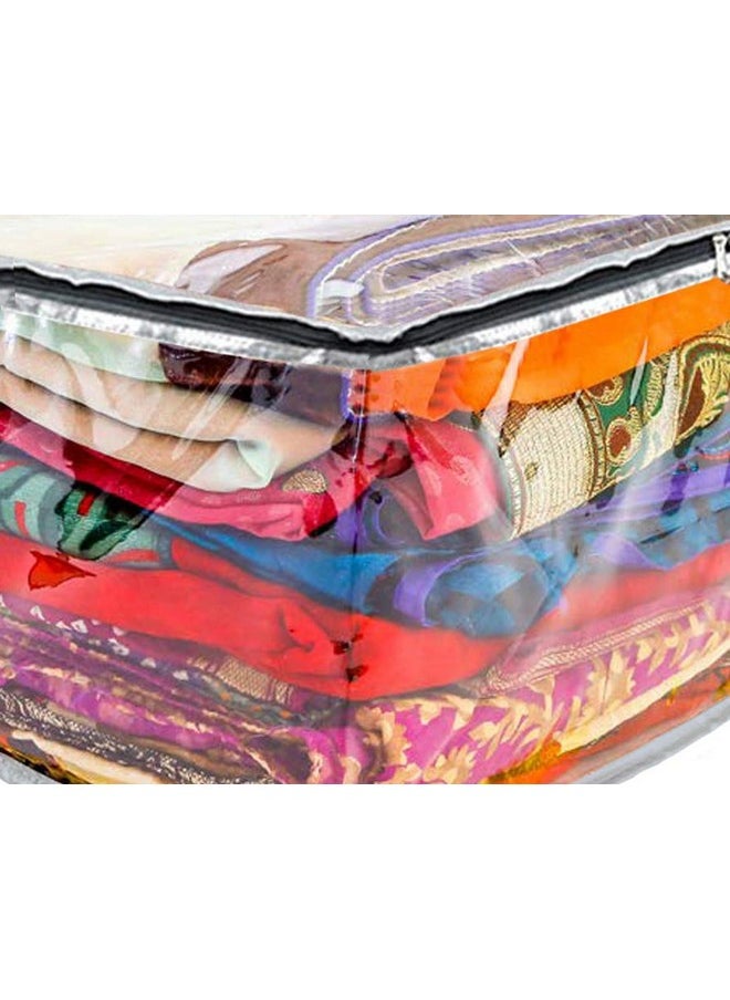 Kuber Industries Kuber Industries Saree Covers With Zip|Wardrobe Organizer For Clothes|Transparent Cloth Cover|Idol For Dresses, Suits, Baby Clothes|Pack of 6 (Silver)  - Image 4