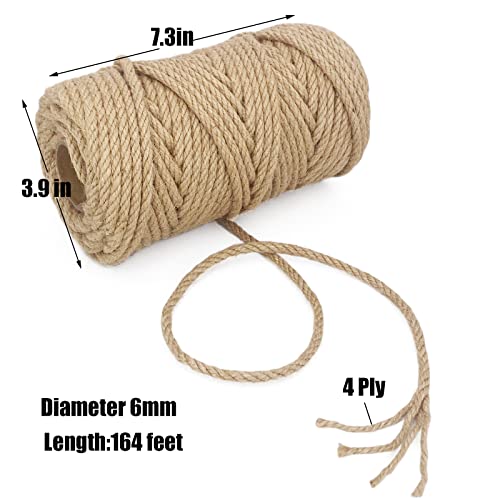 Leecogo 6mm Jute Rope, 164 Feet Heavy Duty and Thick Twine Rope for Gardening, Crafting, Packing, Bundling and Home Decor - Image 2
